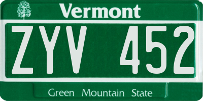 VT license plate ZYV452