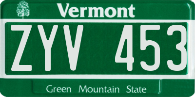 VT license plate ZYV453