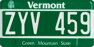 VT license plate ZYV459
