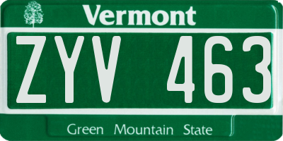 VT license plate ZYV463