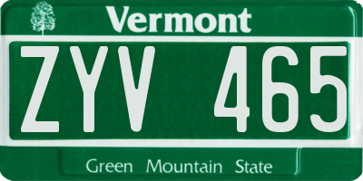 VT license plate ZYV465