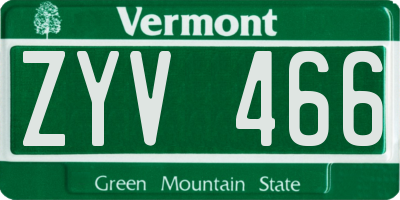 VT license plate ZYV466