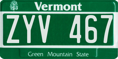 VT license plate ZYV467