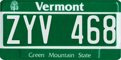 VT license plate ZYV468