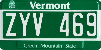 VT license plate ZYV469