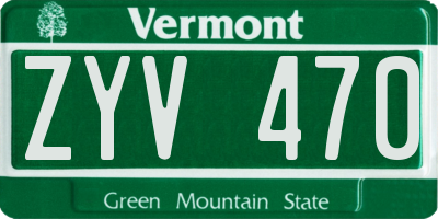 VT license plate ZYV470