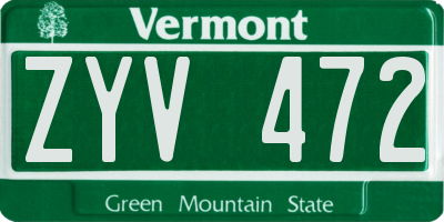 VT license plate ZYV472