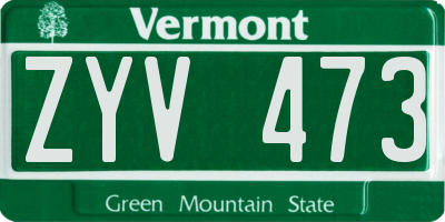 VT license plate ZYV473