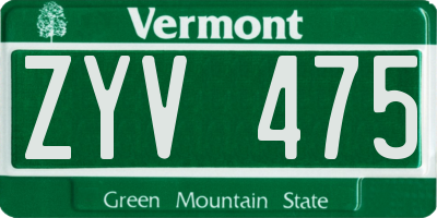 VT license plate ZYV475
