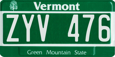 VT license plate ZYV476