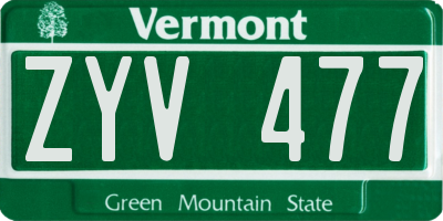 VT license plate ZYV477