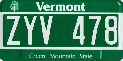 VT license plate ZYV478