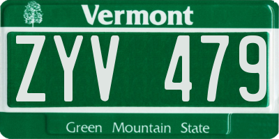 VT license plate ZYV479