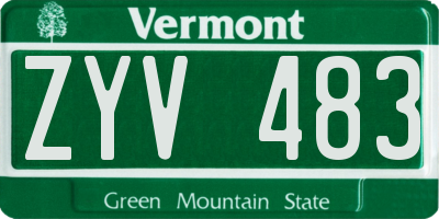VT license plate ZYV483