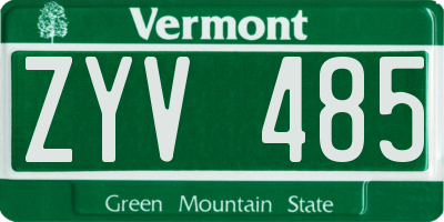 VT license plate ZYV485