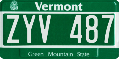 VT license plate ZYV487