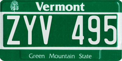 VT license plate ZYV495