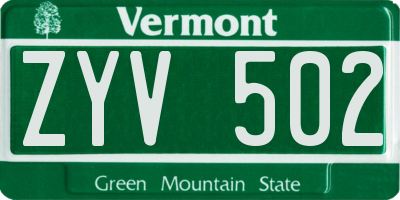 VT license plate ZYV502