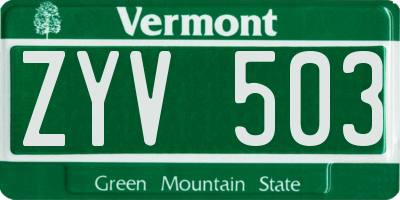 VT license plate ZYV503