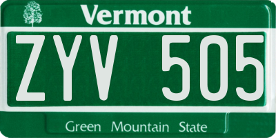 VT license plate ZYV505