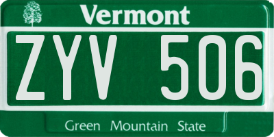VT license plate ZYV506