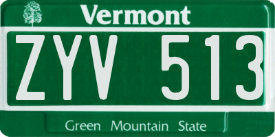 VT license plate ZYV513