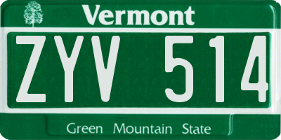 VT license plate ZYV514