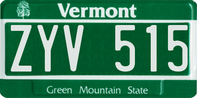 VT license plate ZYV515