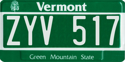 VT license plate ZYV517