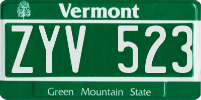 VT license plate ZYV523