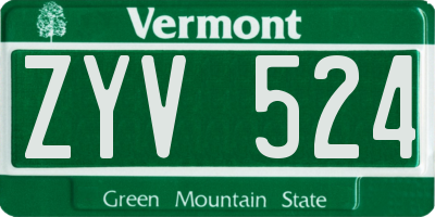 VT license plate ZYV524