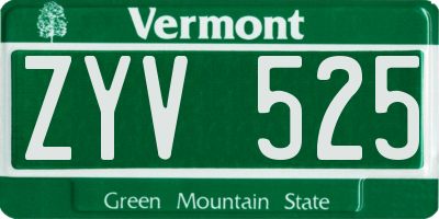 VT license plate ZYV525