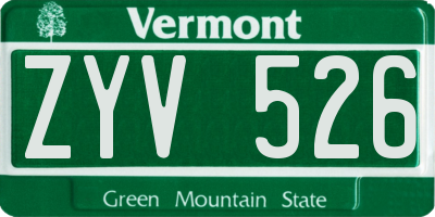 VT license plate ZYV526