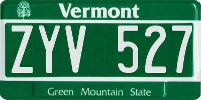 VT license plate ZYV527