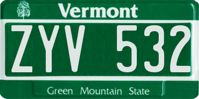 VT license plate ZYV532