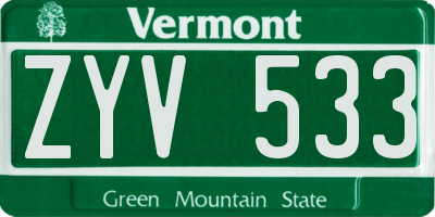 VT license plate ZYV533