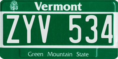 VT license plate ZYV534