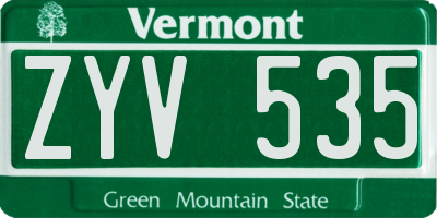 VT license plate ZYV535