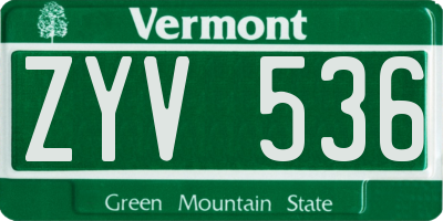 VT license plate ZYV536