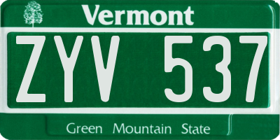 VT license plate ZYV537