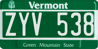 VT license plate ZYV538