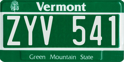 VT license plate ZYV541