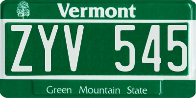 VT license plate ZYV545