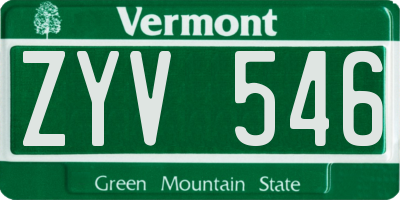 VT license plate ZYV546