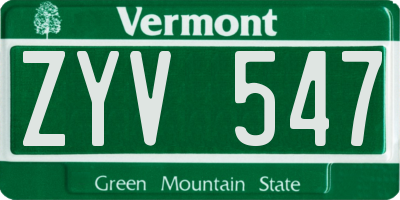 VT license plate ZYV547