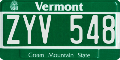 VT license plate ZYV548