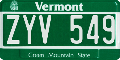 VT license plate ZYV549