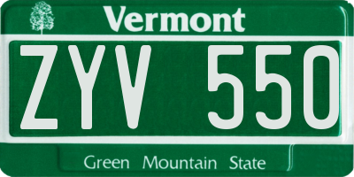 VT license plate ZYV550