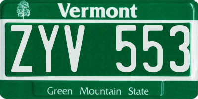 VT license plate ZYV553