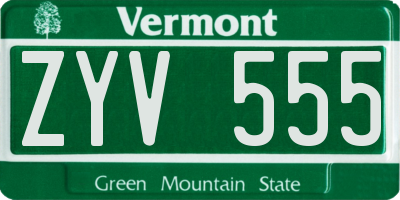 VT license plate ZYV555